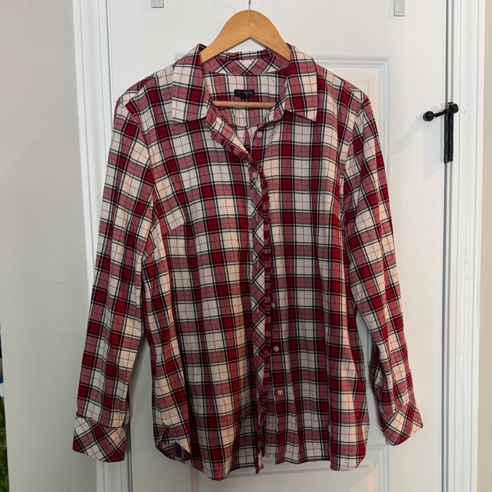 Talbots Red Plaid Button Down Shirt